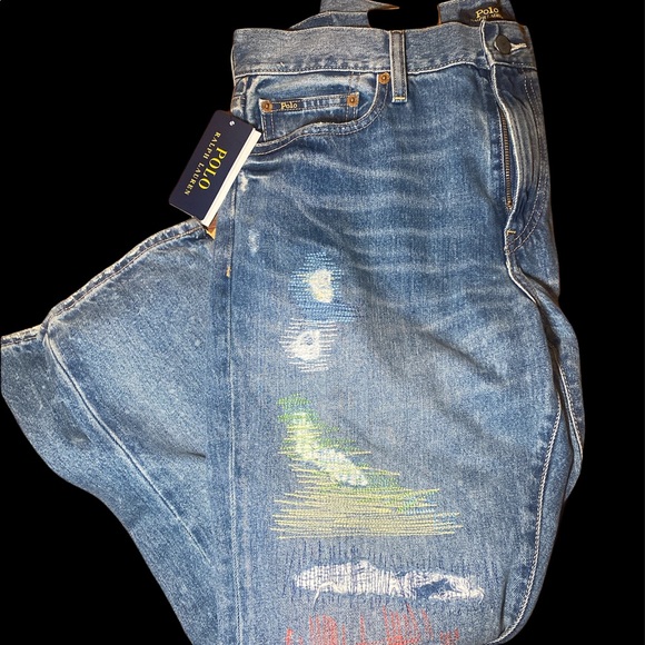 🆕Polo Ralph Lauren🏇Size 31 Avery Boyfriend distressed Multicolored Stitch Jean - Picture 1 of 13